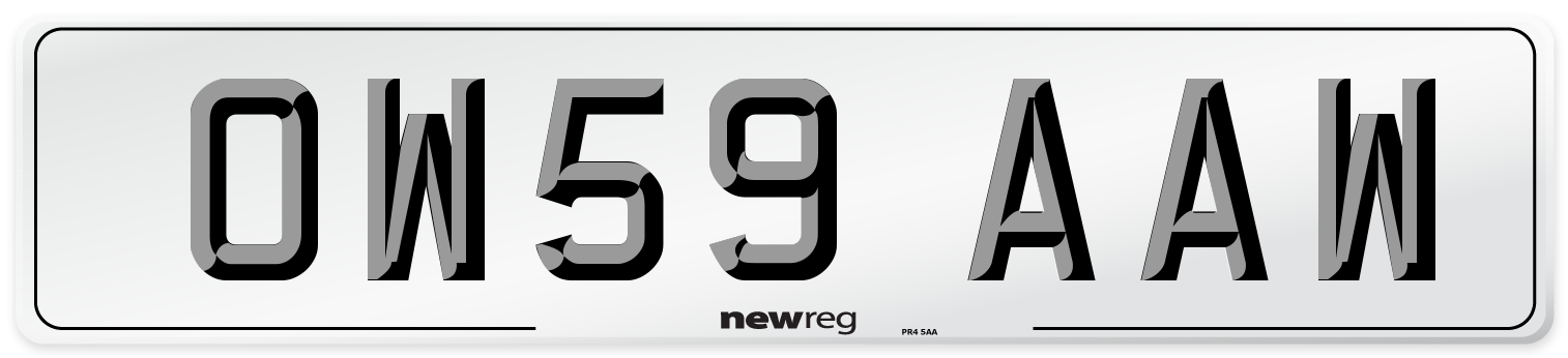 OW59 AAW Number Plate from New Reg